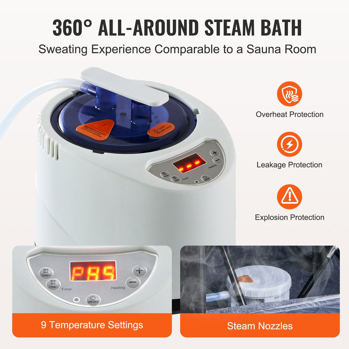Portable Steam Sauna Tent Full Size, 1200W With Visible Window, Personal Sauna Blanket Kit for Home Spa, Detoxify & Soothing Heated Body Therapy,Time&Temperature Remote Control with Chair,Black