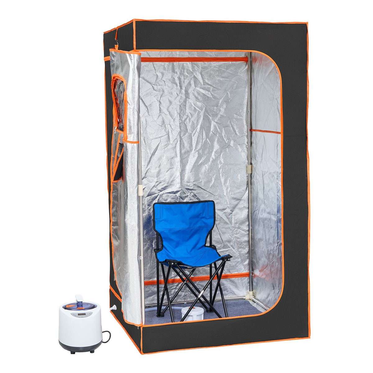Portable Steam Sauna Tent Full Size, 1200W With Visible Window, Personal Sauna Blanket Kit for Home Spa, Detoxify & Soothing Heated Body Therapy,Time&Temperature Remote Control with Chair,Black