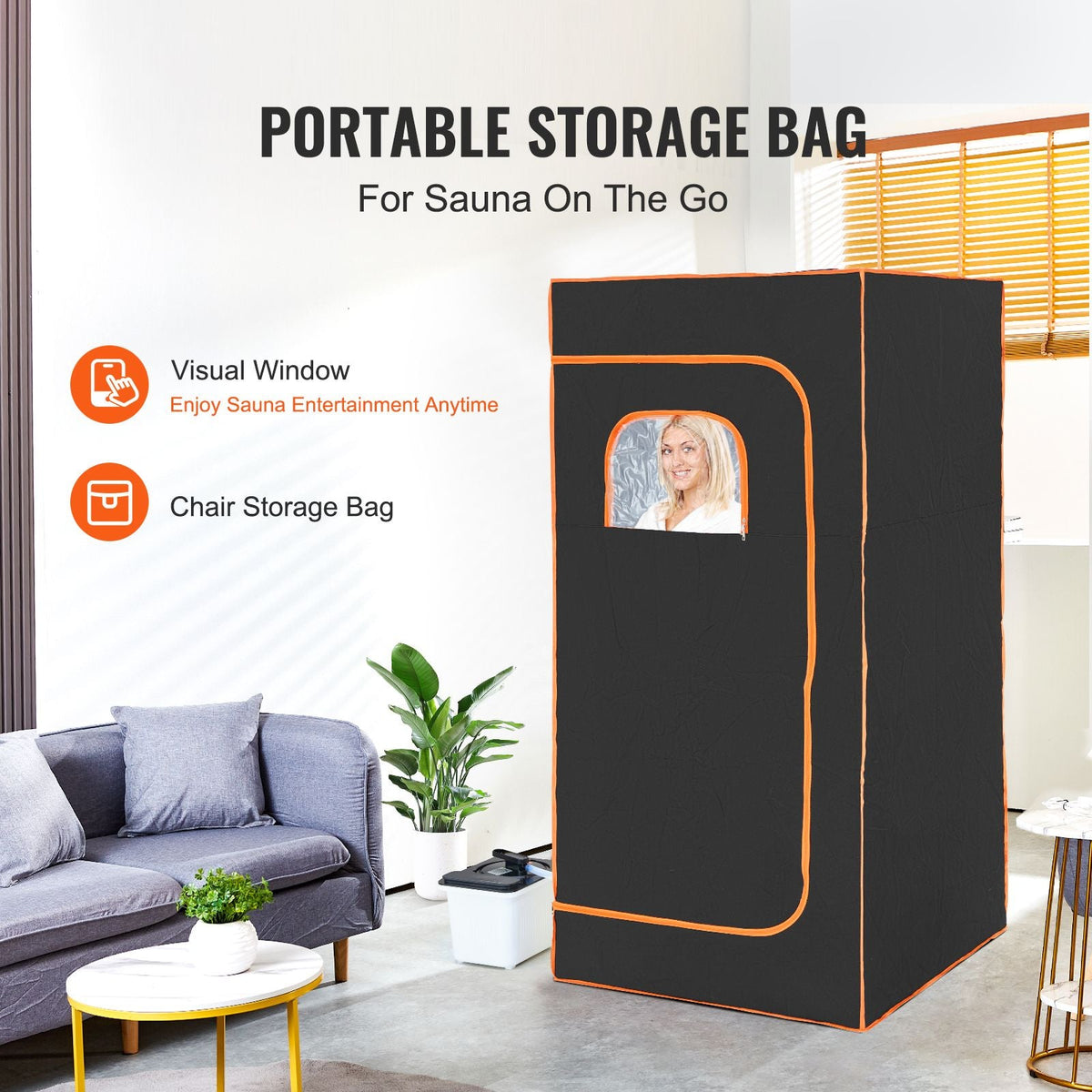 Portable Steam Sauna Tent Full Size, 1600W With Visible Window, Personal Sauna Blanket Kit for Home Spa, Detoxify & Soothing Heated Body Therapy,Time&Temperature Remote Control with Chair,Black