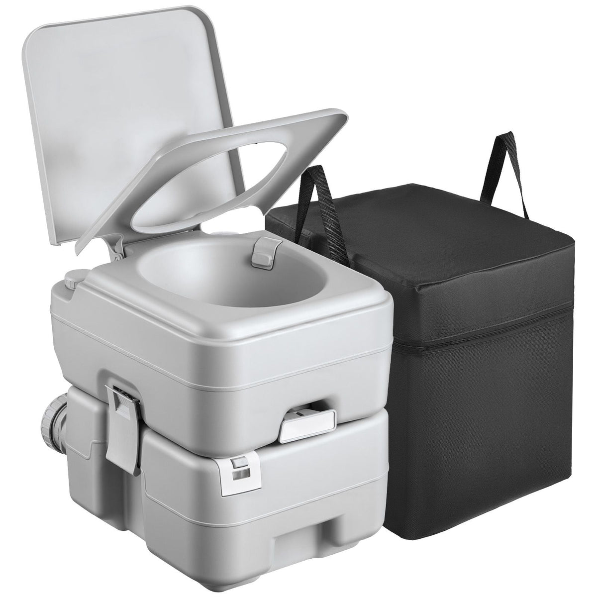 Portable Toilet, 5.3 Gallon Detachable Waste Tank, 120 Flushes, Camping Toilet for Adults, Outdoor Travel Potty with Level Indicator, Carry Bag, Suitable for RV Travel, Camping, Hiking, Boating