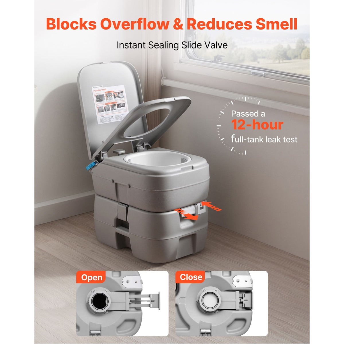 Portable Toilet, 7.9 Gallon Detachable Waste Tank, 200 Flushes, Camping Toilet for Adults, Outdoor Travel Potty with Level Indicator, Suitable for RV Travel, Camping, Hiking, Boating and Trips