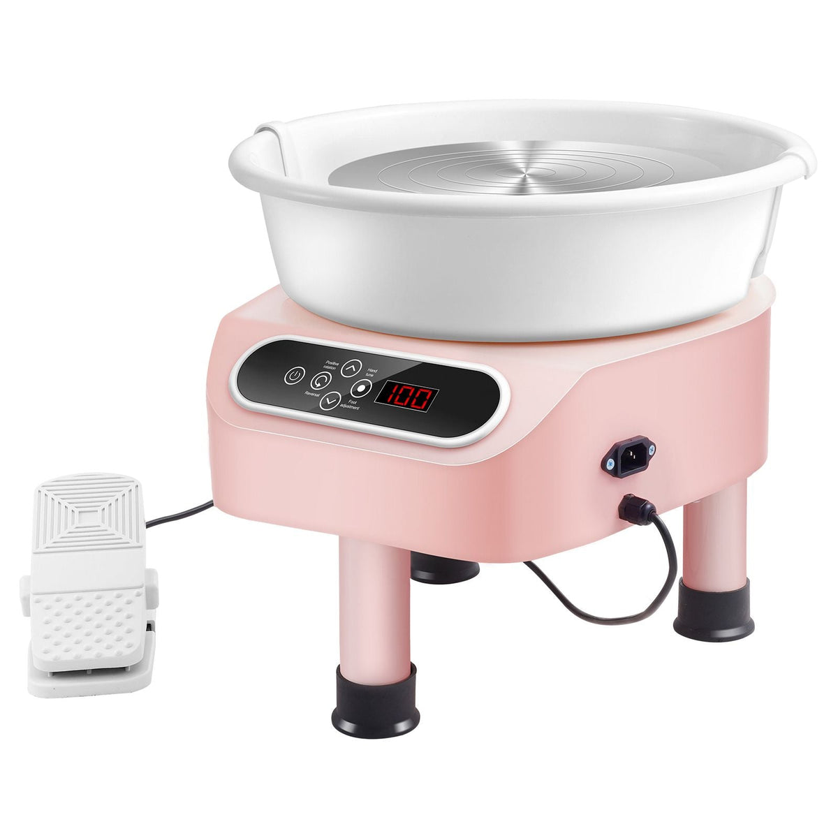 Pottery Wheel, 350W Electric Wheel for Pottery with Foot Pedal and LCD Touch Screen,10 inch Pottery Forming Machine, Direct Drive Ceramic Wheel with 3 Support Legs for DIY Art Craft, Pink