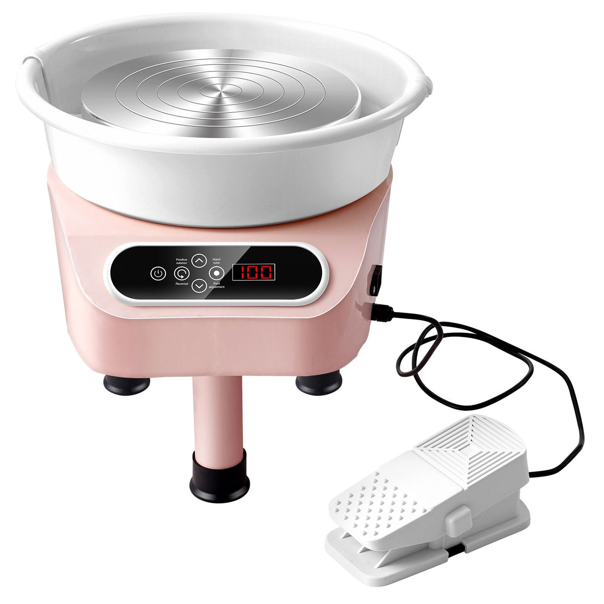 Pottery Wheel, 350W Electric Wheel for Pottery with Foot Pedal and LCD Touch Screen,10 inch Pottery Forming Machine, Direct Drive Ceramic Wheel with 3 Support Legs for DIY Art Craft, Pink