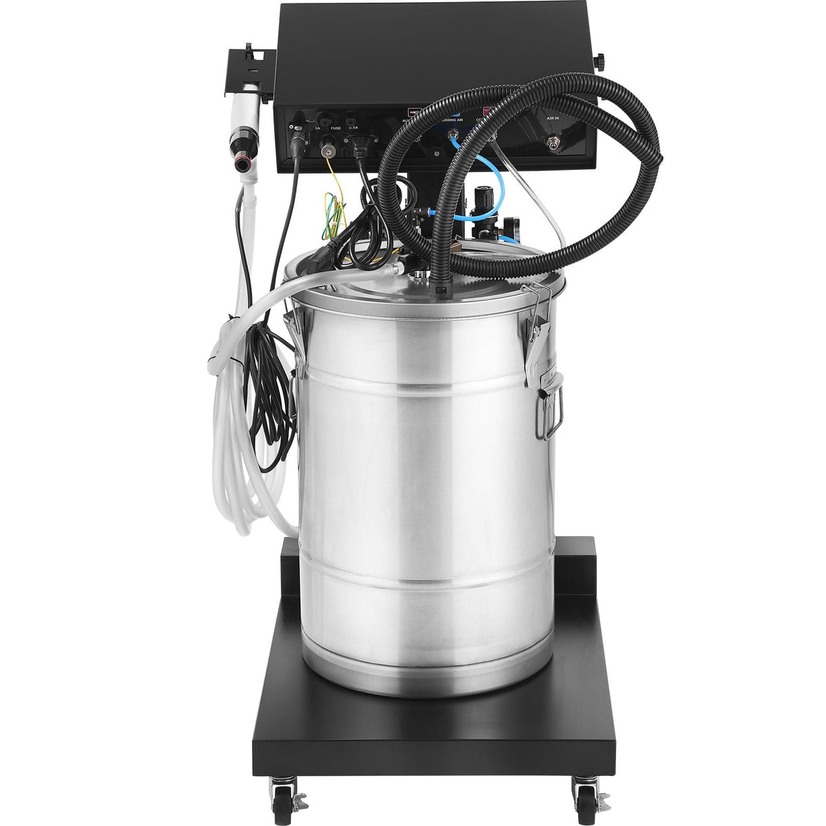 Powder Coating System, 50 W 100KV Electrostatic Output Powder Coating Kit with 50L Powder Hopper, 450g Per Minute Powder Coating Machine with Spray Gun and Trolley Base, for Indoor and Outdoor