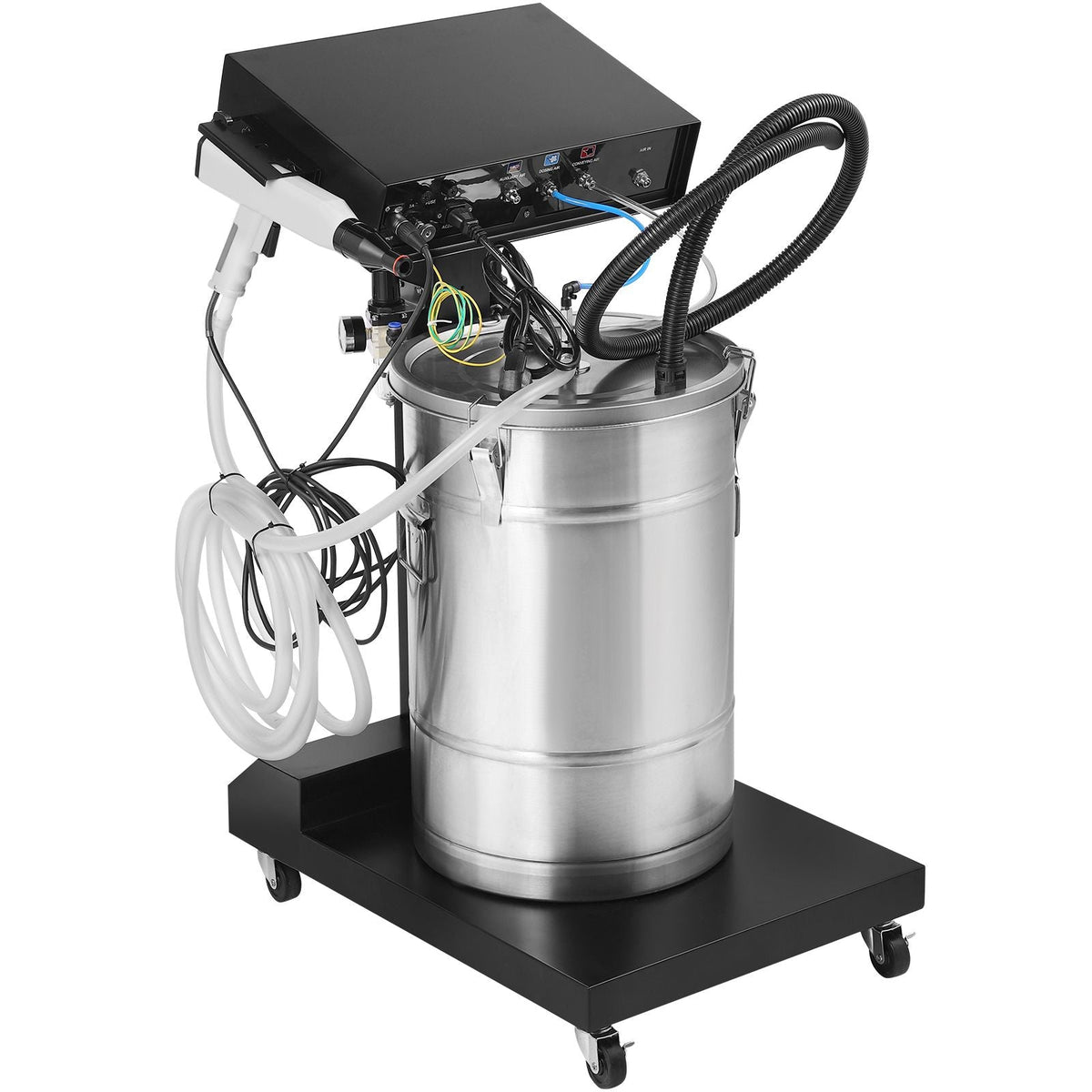 Powder Coating System, 50 W 100KV Electrostatic Output Powder Coating Kit with 50L Powder Hopper, 450g Per Minute Powder Coating Machine with Spray Gun and Trolley Base, for Indoor and Outdoor