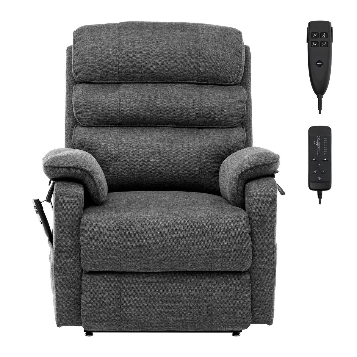 Power Lift Recliner Chair, Lift Chair with Heat and Massage for Elderly, Dual Motor Recliner Chair with 2 Anti-Fall Ropes, Infinite Position Adjustment Electric Recliner (Medium, Dark Gray)