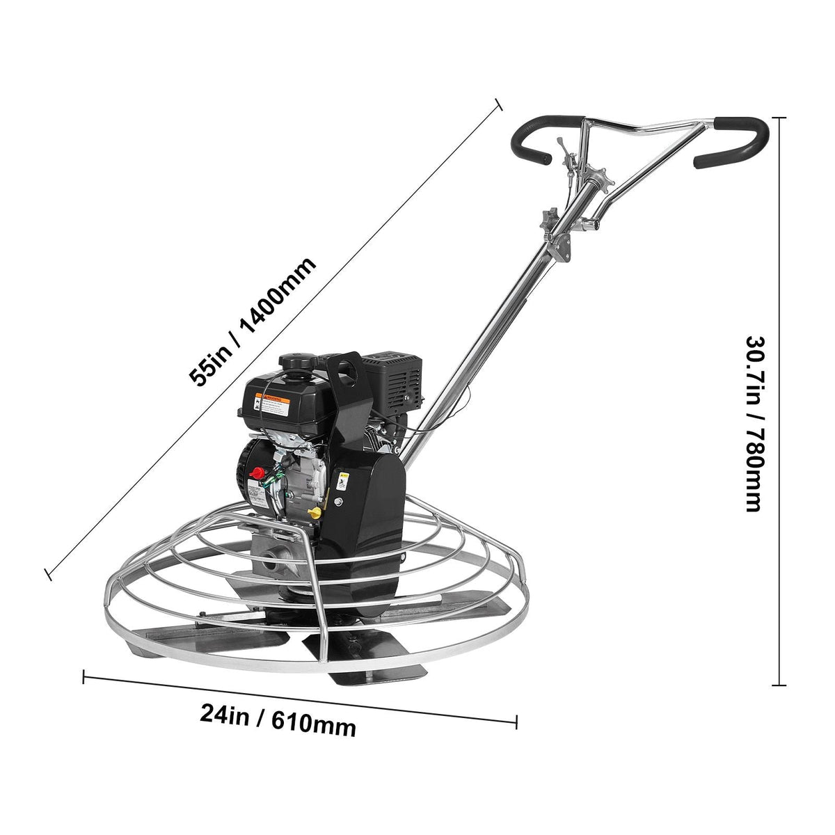 Power Trowel, 38' Walk-Behind Cement Trowel with Float Pan, 6HP Gas-Powered Smooth Concrete Surface Finisher, Heavy Duty Commercial Screed Concrete Cement with Finishing Blade, Orange