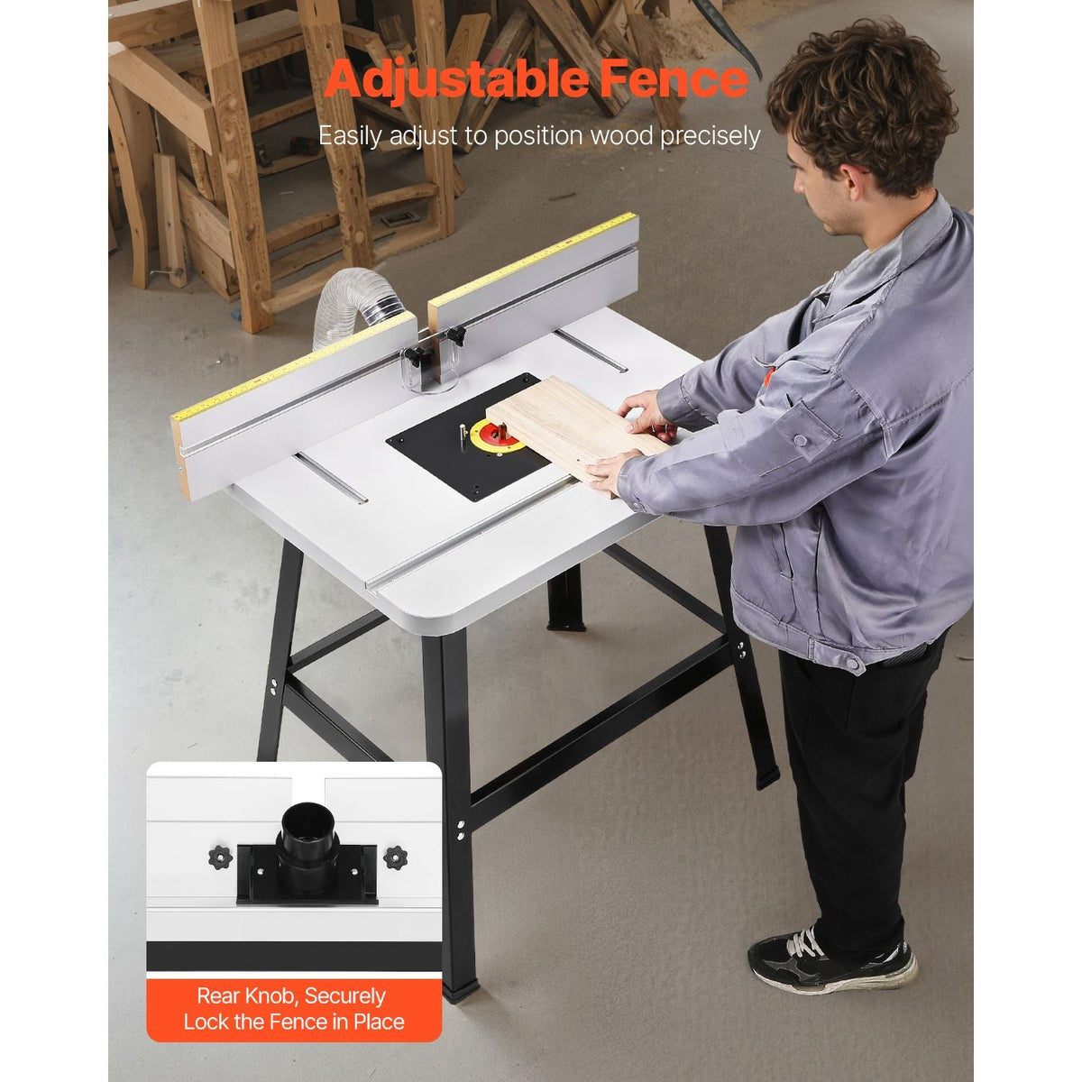 Precision Router Table System, 31.5 in x 23.9 in, Routing Table Accessory Kit with Adjustable Fence, MDF Top, Sturdy Metal Base, Dust Collection Port, Compatible with Routes & Various Drill Bits