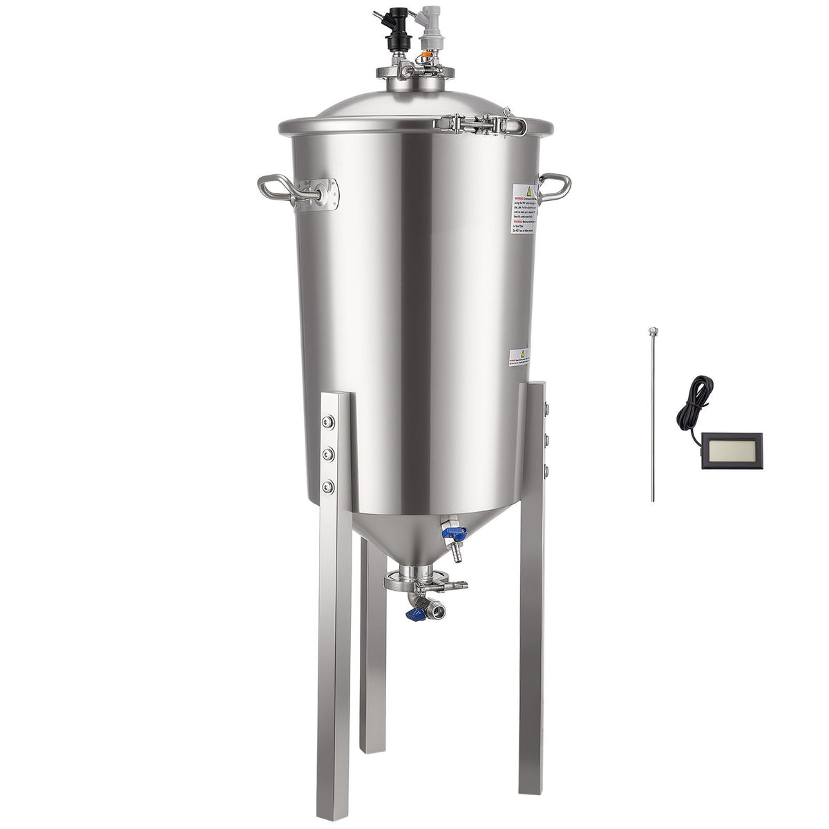 Pressure Fermenter 15 PSI, 8 Gal/30L All-in-One Stainless Steel Conical Secondary Fermentation Bucket, for Wine, Beer Brewing Equipment