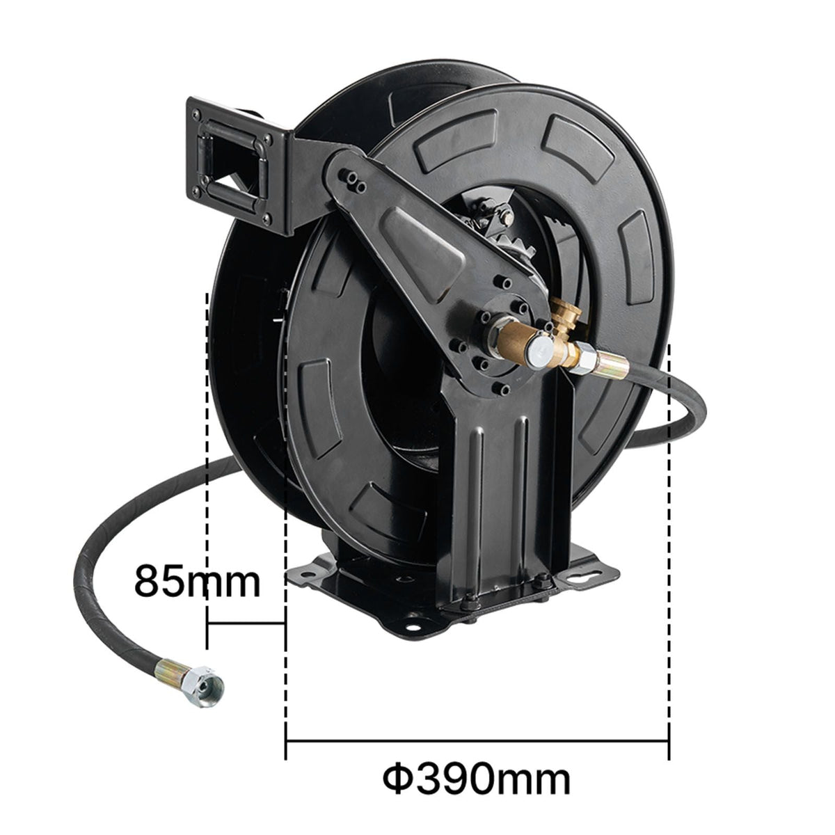 Pressure Washer Hose Reel, 50 ft x 3/8 inch Retractable Power Heavy-Duty Steel Washer Hose Reel, 4000PSI Max, Auto-Rewinding, Flexible Wall/Floor Mounted for Car Washing,Garden,Floor Cleaning