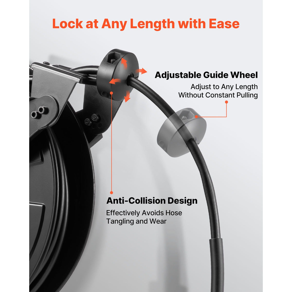 Pressure Washer Hose Reel, 50 ft x 3/8 inch Retractable Power Heavy-Duty Steel Washer Hose Reel, 4000PSI Max, Auto-Rewinding, Flexible Wall/Floor Mounted for Car Washing,Garden,Floor Cleaning