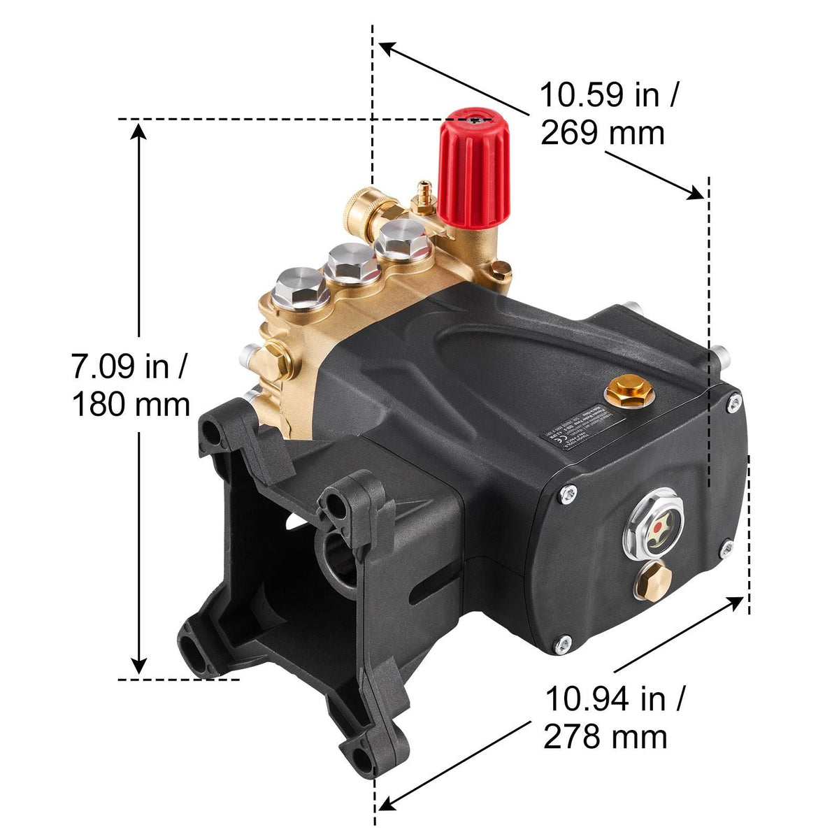 Pressure Washer Pump, 1" Shaft Horizontal Triplex Plunger, 4000 PSI, 4.0GPM, Replacement Power Washer Pumps Kit with Hardware, Compatible with Simpson MorFlex 40224, 40225, 40226, Santoprene