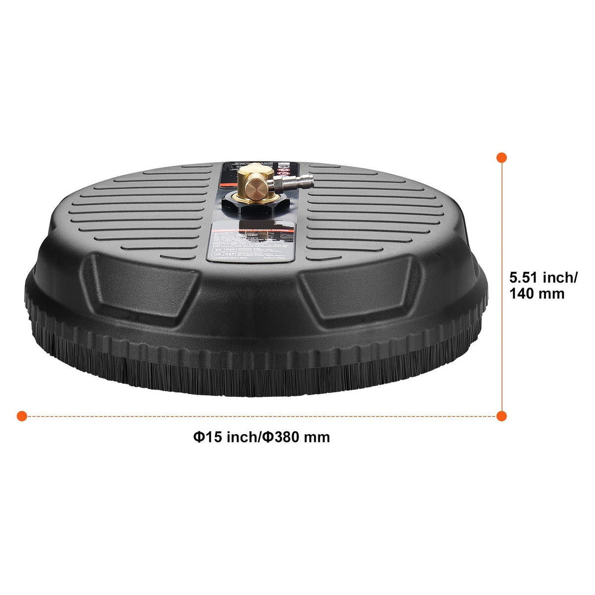 Pressure Washer Surface Cleaner Universal 15", Pressure Washer Attachment 4000 Max PSI with 2 Extension Wand, 1/4" Quick-Connect Connector Power Concrete Cleaner, For Floor Driveway, Patio