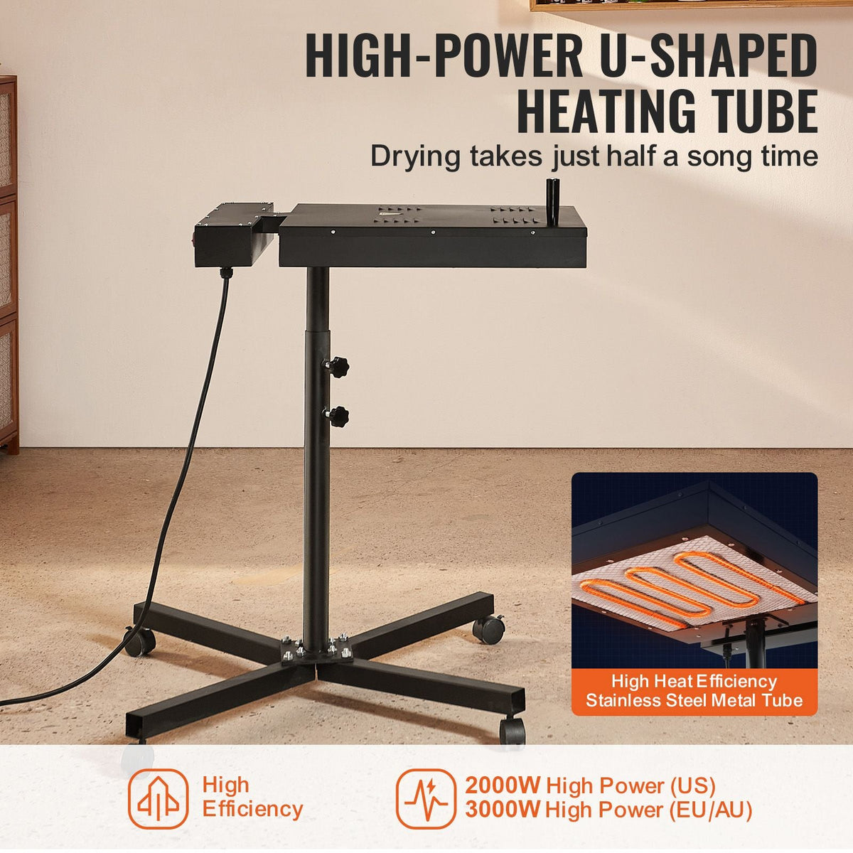 Pro Flash Dryer 18x18 inch, Upgrade 2000W Electrical Control Box Flash Dryer for Screen Printing Machine with Height Adjustable Stand, 360° Rotation, X-Shaped Base, Steel T-Shirt Curing Machine