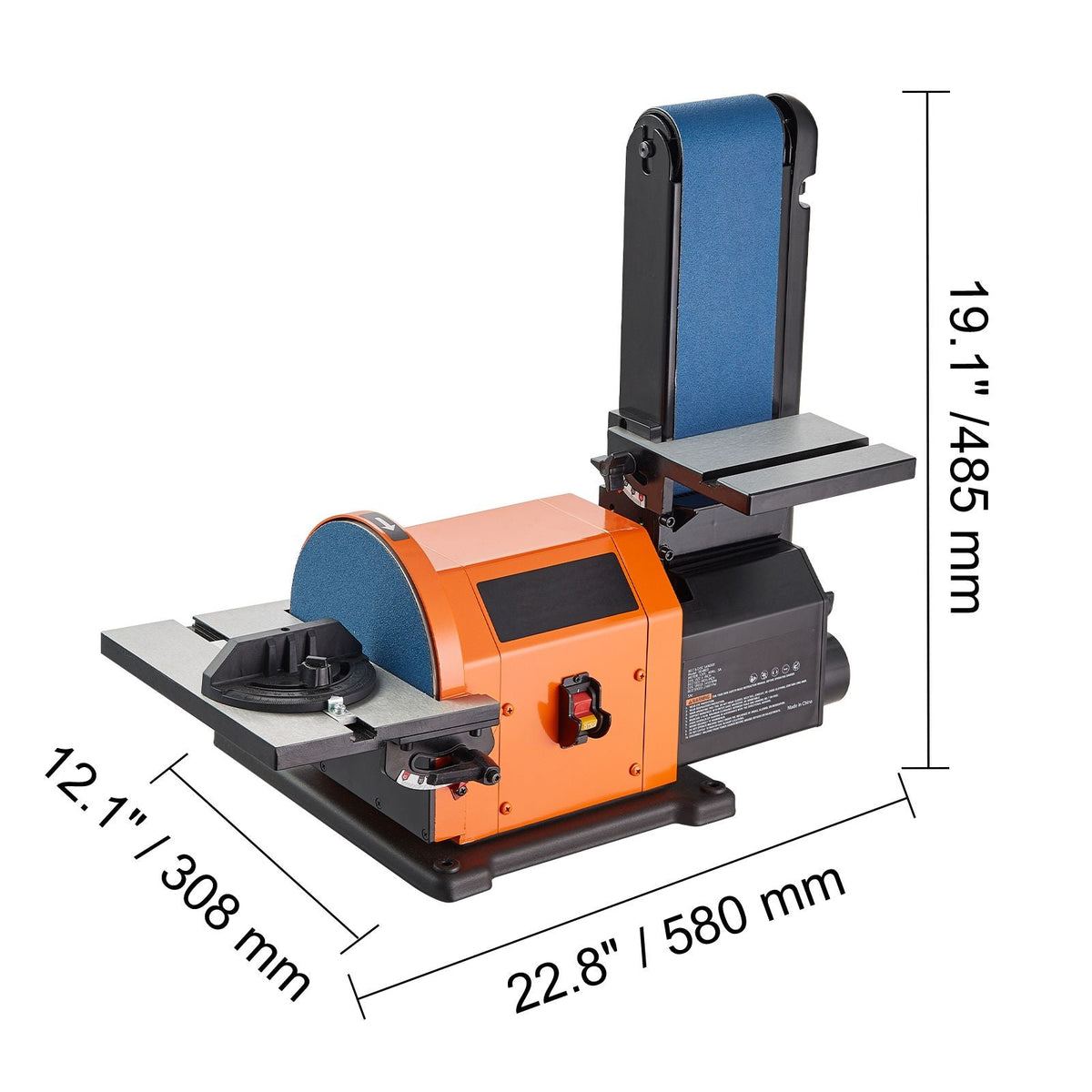 Professional Belt Sander, 6" Disc Sander and 4 x 36 in. Belt Sander with 5A Induction Motor Cast Aluminum Worktable for Woodworking, Metalworking