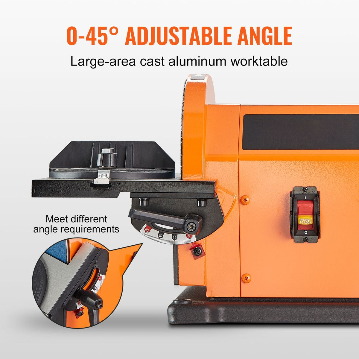 Professional Belt Sander, 6" Disc Sander and 4 x 36 in. Belt Sander with 5A Induction Motor Cast Aluminum Worktable for Woodworking, Metalworking