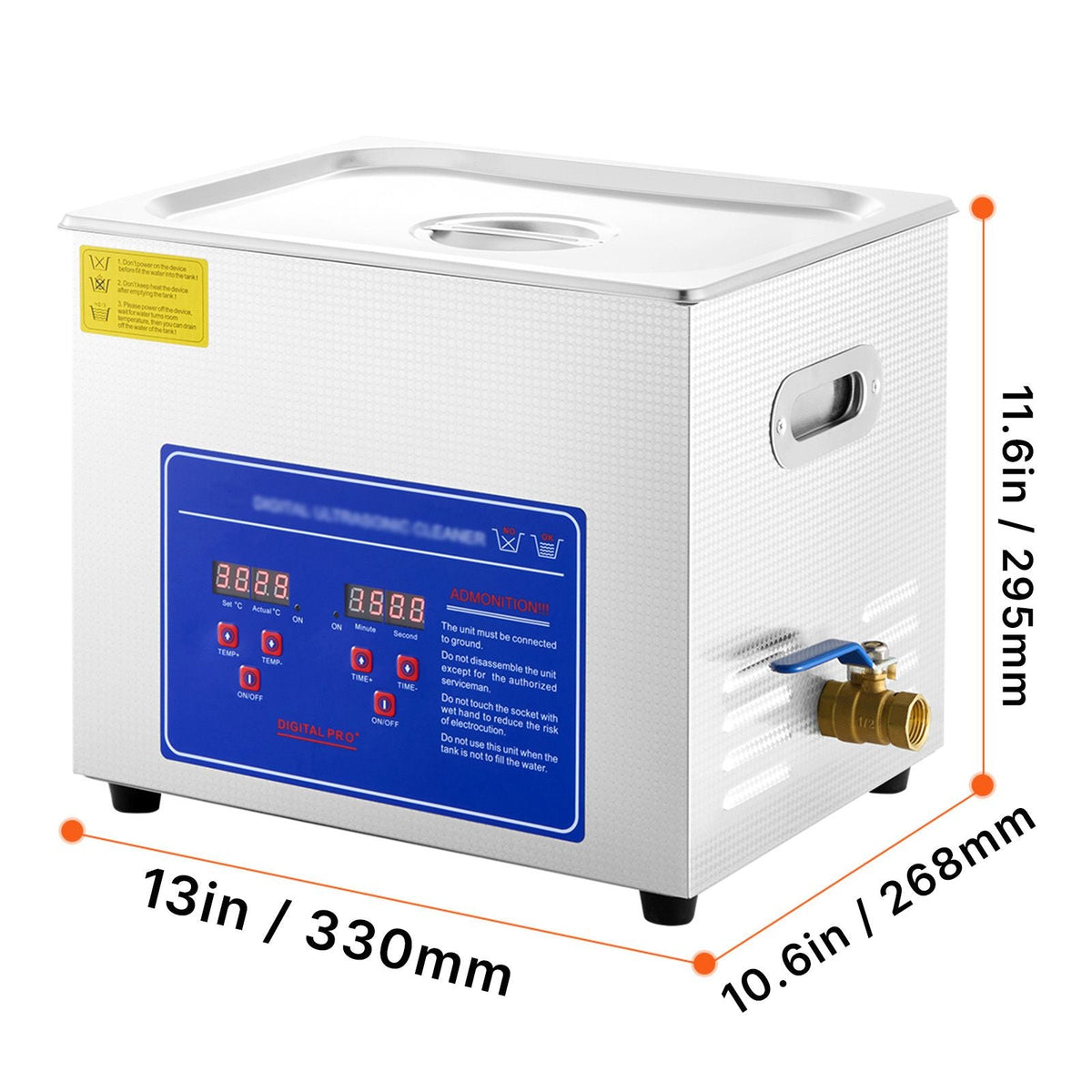 Professional Ultrasonic Cleaner, 10L Ultrasonic Jewelry Cleaner with Digital Timer & Heater, Stainless Steel Industrial Sonic Cleaner 40kHz for Glasses, Watches, Rings, Small Parts