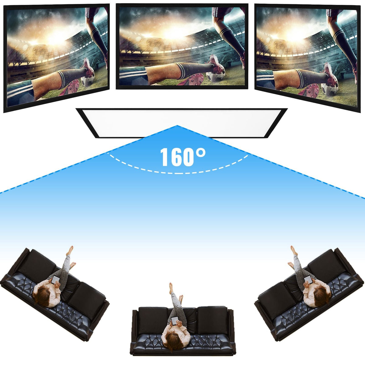 Projector Screen Fixed Frame 100inch Diagonal 16:9 4K HD Movie Projector Screen with Aluminum Frame Projector Screen Wall Mounted for Home Theater Office Use
