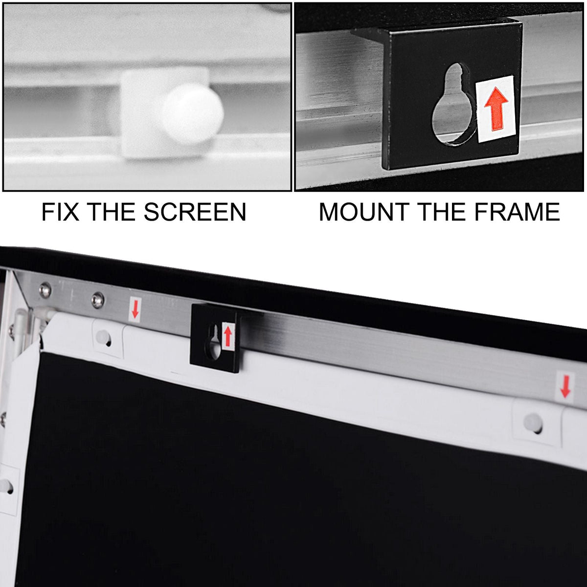 Projector Screen Fixed Frame 100inch Diagonal 16:9 4K HD Movie Projector Screen with Aluminum Frame Projector Screen Wall Mounted for Home Theater Office Use