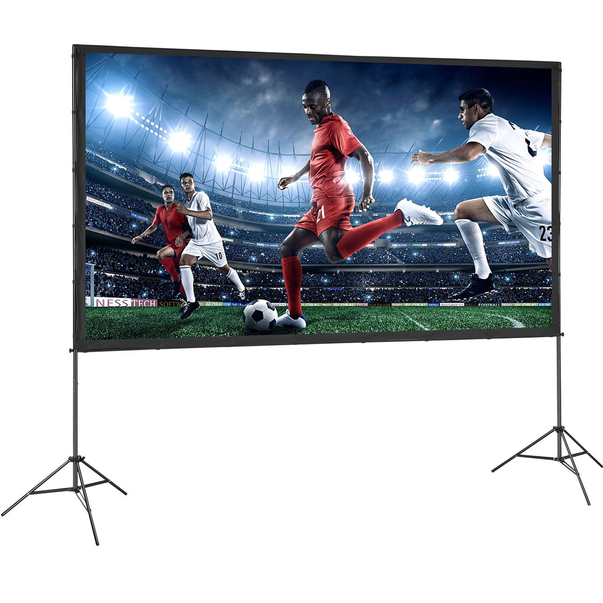 Projector Screen with Stand, 120 inch 16:9 4K 1080 HD Outdoor Movie Screen with Stand, Wrinkle-Free Projection Screen with Tripods and Carry Bag, for Home Theater Cinema Backyard Movie Night