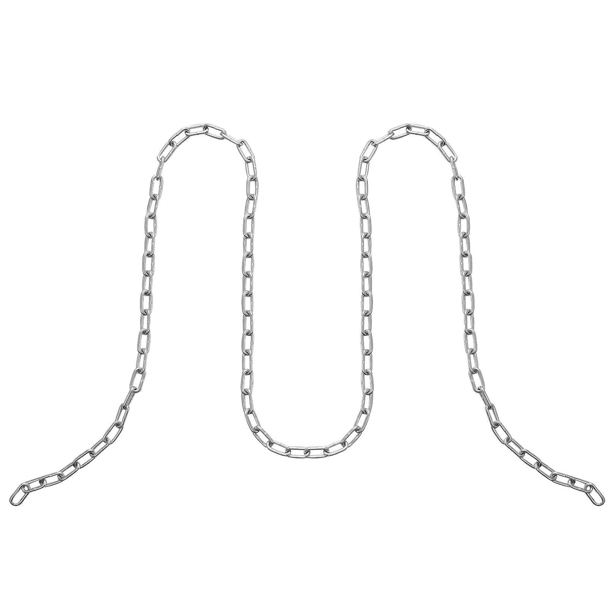 Proof Coil Chain, 1/8" x 100', 330 lbs Safe Working Load, Zinc Plated Proof Tested Coil Chain with Two Quick Links, Galvanized Carbon Steel Link Chain for Towing, Hanging, Camping, Pet Towing