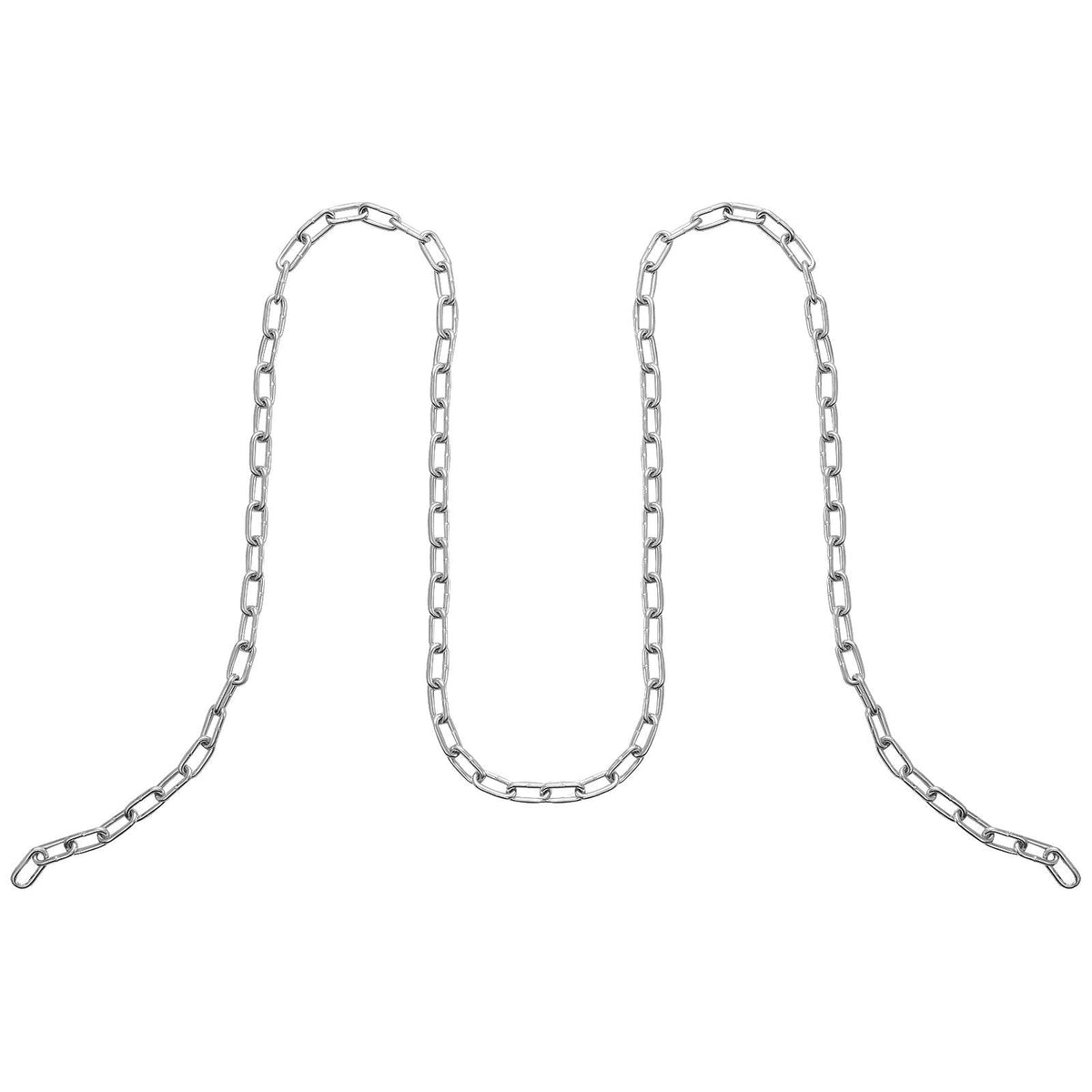 Proof Coil Chain, 1/8" x 33', 350 lbs Safe Working Load, Zinc Plated Proof Tested Coil Chain with Two Quick Links, Galvanized Carbon Steel Link Chain for Towing, Hanging, Camping, Pet Towing