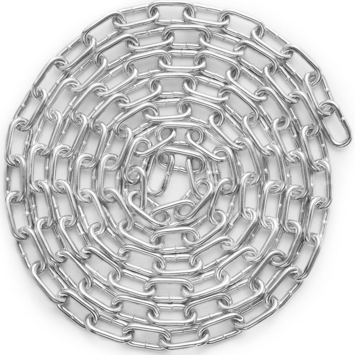 Proof Coil Chain, 3/16" x 10', 1100 lbs Safe Working Load, Zinc Plated Proof Tested Coil Chain with Two Quick Links, Galvanized Carbon Steel Link Chain for Towing, Hanging, Camping, Pet Towing