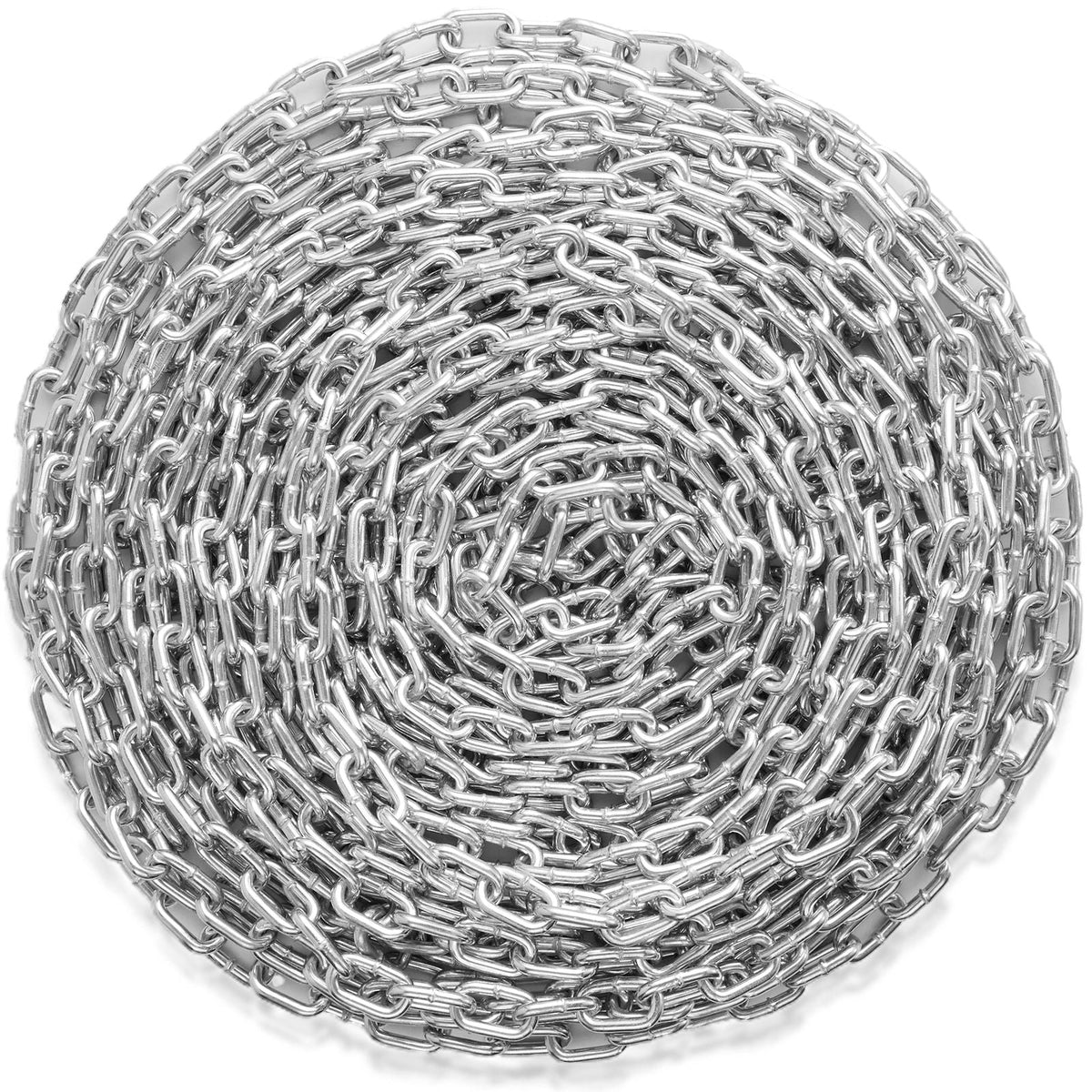 Proof Coil Chain, 5/16" x 92', 1667 lbs Safe Working Load, Zinc Plated Proof Tested Coil Chain with Two Quick Links, Galvanized Carbon Steel Link Chain for Towing, Hanging, Camping, Pet Towing