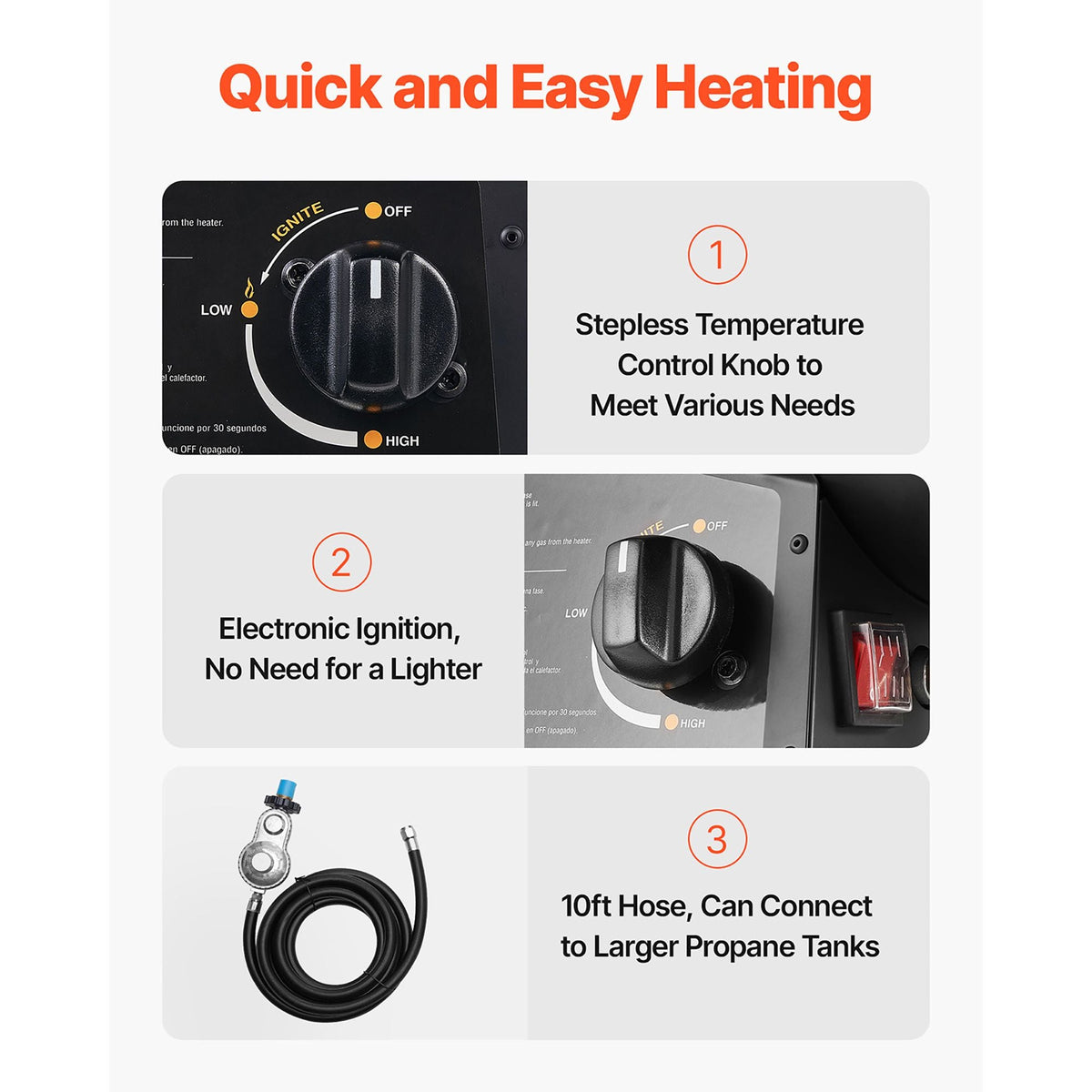 Propane Heater, 100000BTU Forced Air Propane Heater with Stepless Temp Settings & security Protection, Portable Garage/Shop Barrel Heater for Garages, Job Sites,Indoor/Outdoor