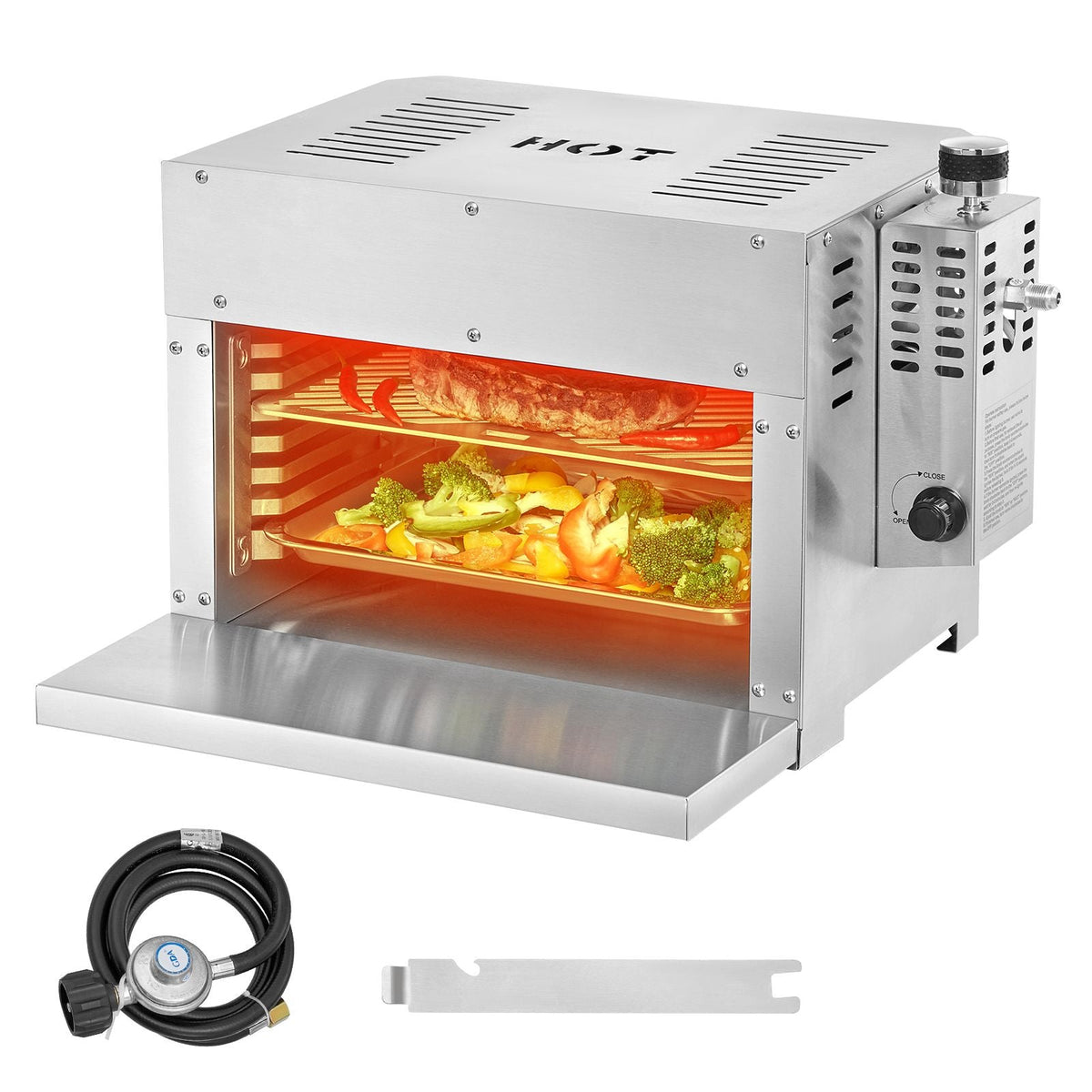 Propane Steak Grill, Portable Infrared Broiler, 1500 Fahrenheit Stainless Steel Barbecue Infrared Grill with 6-Tier Adjustable Rack, Steak Cooker Machine for BBQ, Toast, Grill, Outdoor Picnic