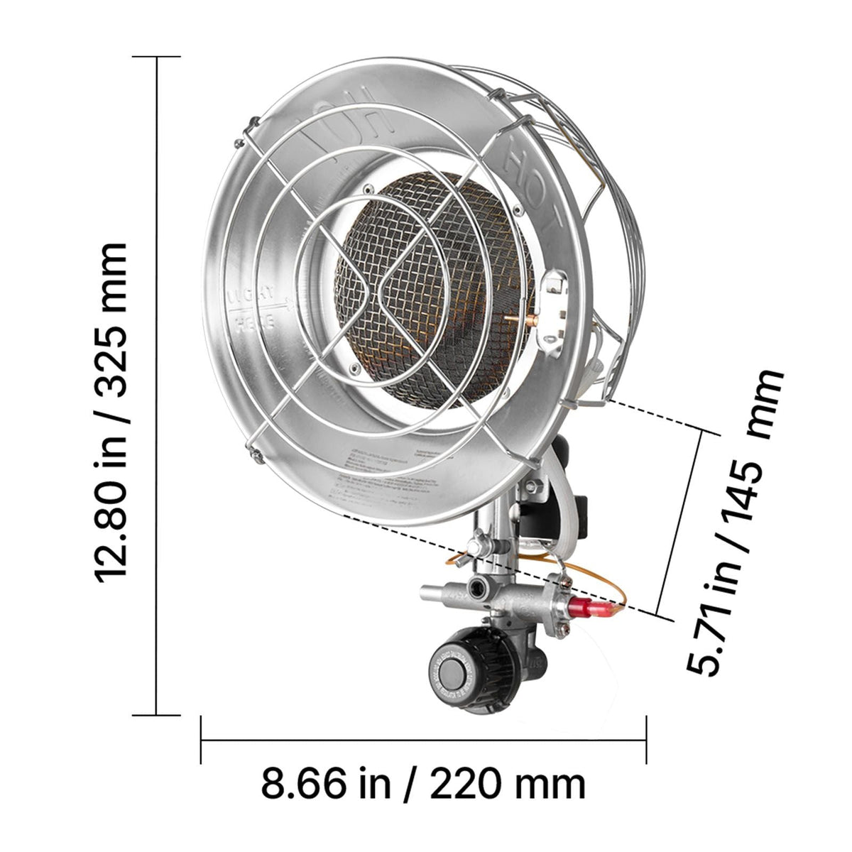 Propane Tank Top Heater, 15000 BTU Rapid Heating 180-Degree Infrared Radiant Tank Top Gas Heater, Stepless Temperature Adjustment for Ice Fishing/ Hunting/Outdoor Work, Single Burner Round