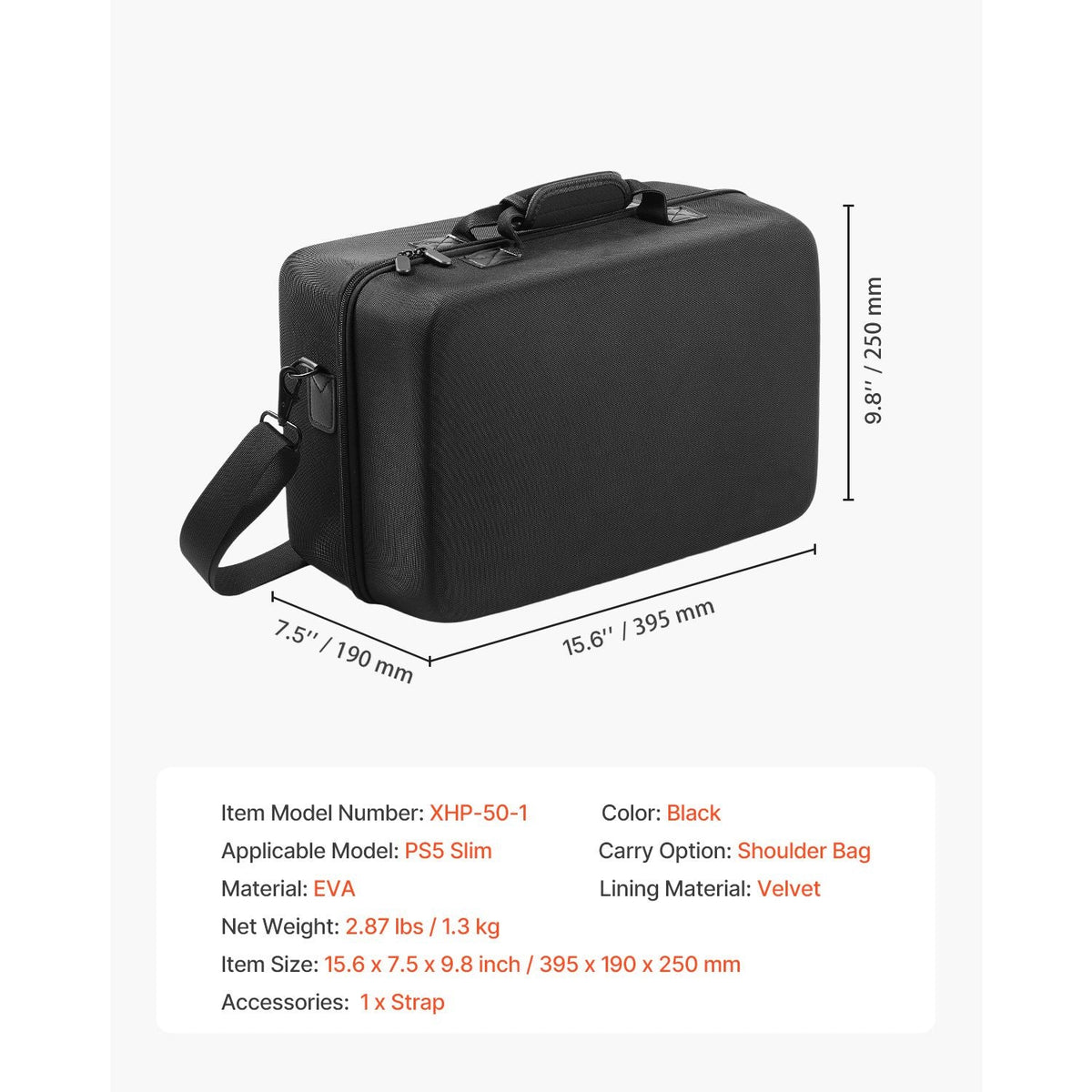 PS5 Carrying Case, Travel Bag for Playstation 5 Slim Shockproof EVA, Soft Interior Lining & Padded Dividers for Extra Protection, Spacious Design with Carry Handle for Storage, Home & Party