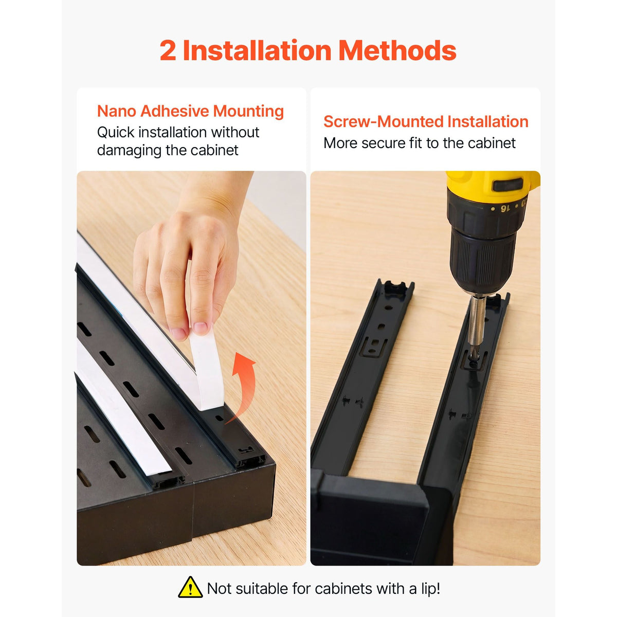 Pull Out Cabinet Organizer, 4 Pack Expandable Width (12.2"-18.9"), 20.47" Deep Pull Out Drawers for Cabinets, Sliding Drawer for Kitchen Pantry Cabinet Organizer with Nano Adhesive Strips, Black