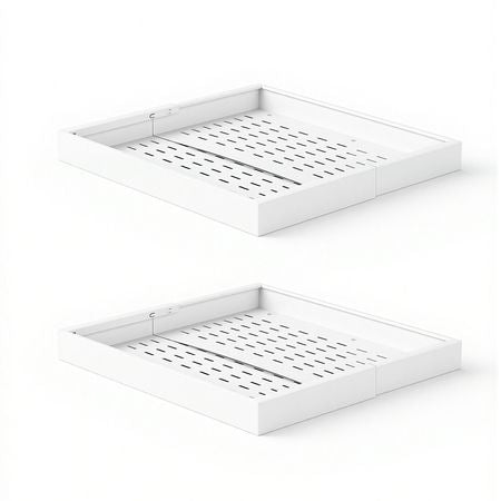 Pull Out Cabinet Organizer, 4 Pack Expandable Width (12.2"-18.9"), 20.47" Deep Pull Out Drawers for Cabinets, Sliding Drawer for Kitchen Pantry Cabinet Organizer with Nano Adhesive Strips, White