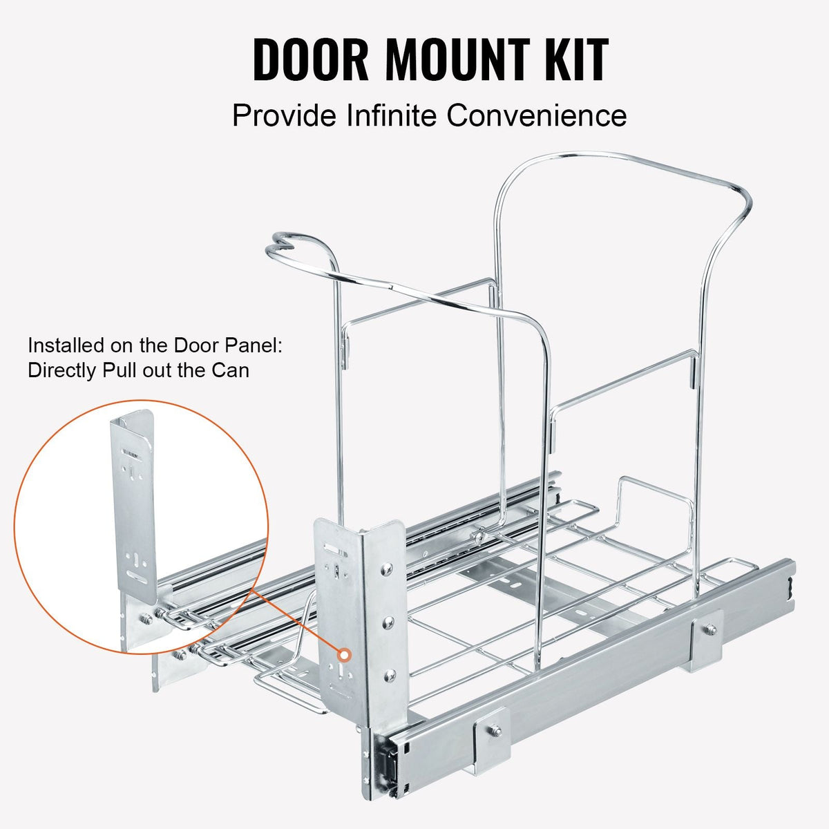 Pull-Out Trash Can, 35L Single Bin, Under Mount Kitchen Waste Container with Slide, Handle and Door Mounting Kit, 110 lbs Load Capacity Heavy Duty Garbage Recycling Bin for Kitchen Cabinet, Sink