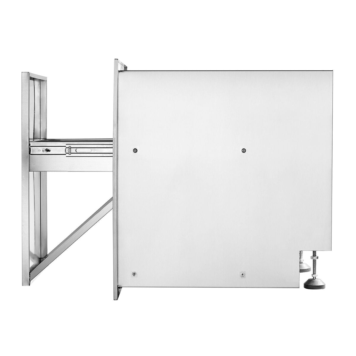 Pull Out Trash Drawer 17.7x22.8 Inch Raised Style Trash Bin with Pull-Out Tray Stainless Steel Trash Drawer with Handle for Outdoor Kitchen BBQ Island, Trash Can Not Included