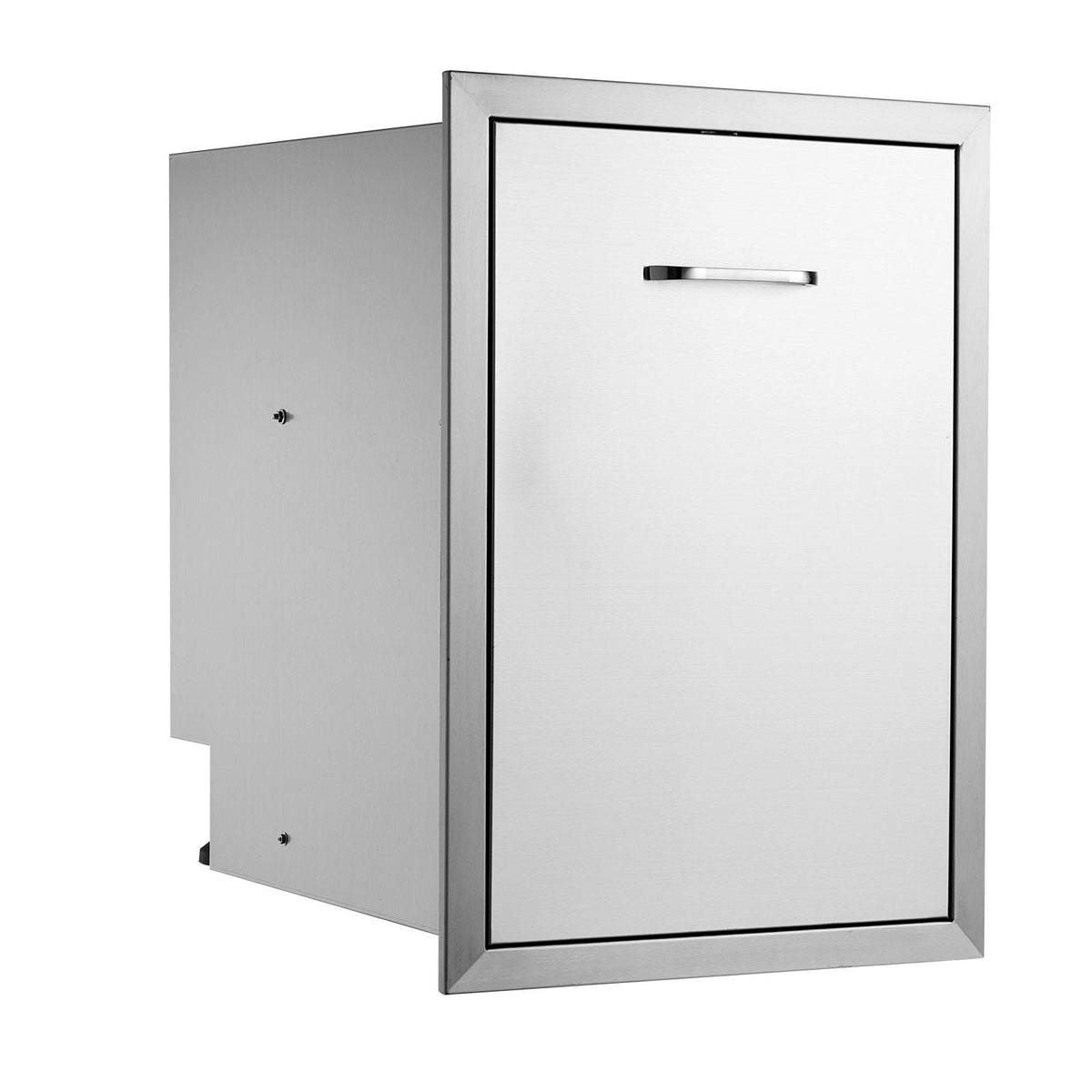 Pull Out Trash Drawer 17.7x22.8 Inch Raised Style Trash Bin with Pull-Out Tray Stainless Steel Trash Drawer with Handle for Outdoor Kitchen BBQ Island, Trash Can Not Included