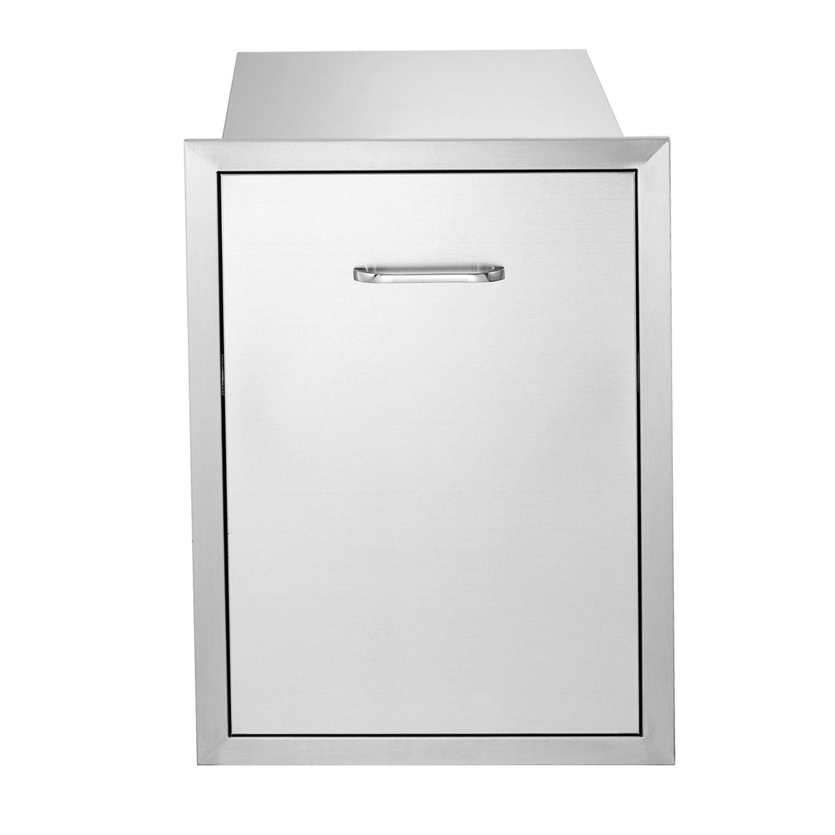 Pull Out Trash Drawer 17.7x22.8 Inch Raised Style Trash Bin with Pull-Out Tray Stainless Steel Trash Drawer with Handle for Outdoor Kitchen BBQ Island, Trash Can Not Included