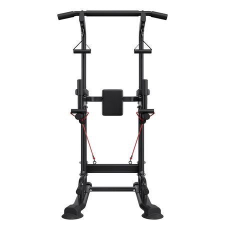 Pull Up Bar, 330 LBS Power Tower Dip Station, Workout Dip Station with H-Shaped Stable Base & Back Pad, Adjustable 12 Level Height Free Standing Chin Up Bar for Back, 4-Level Adjustable Back Pad