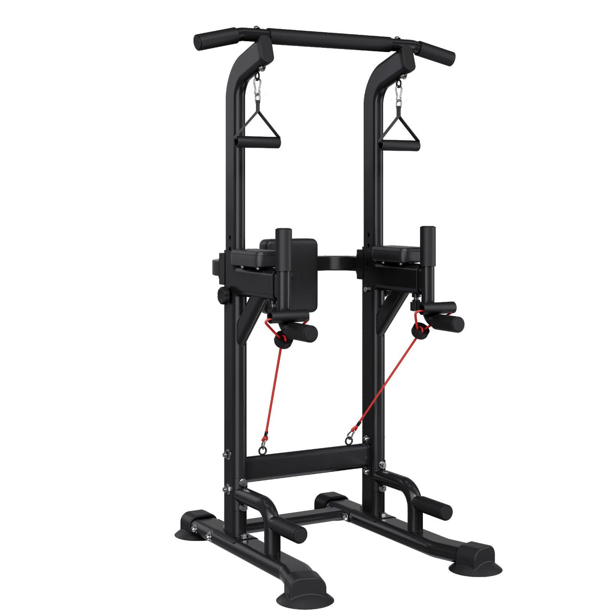 Pull Up Bar, 330 LBS Power Tower Dip Station, Workout Dip Station with H-Shaped Stable Base & Back Pad, Adjustable 12 Level Height Free Standing Chin Up Bar for Back, 4-Level Adjustable Back Pad