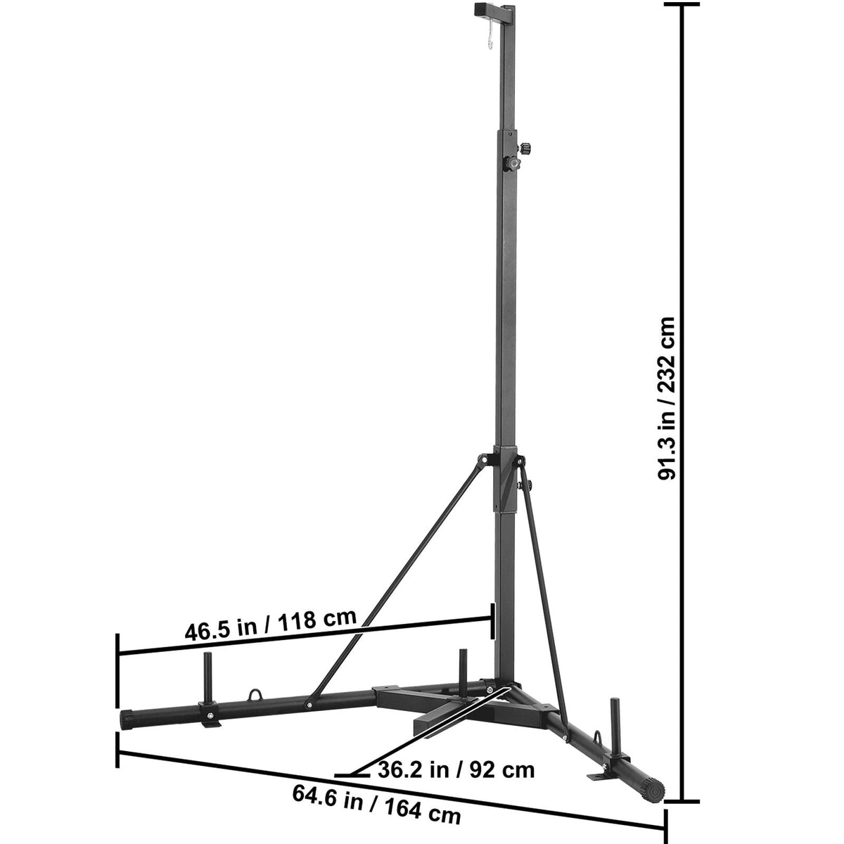 Punching Bag Stand, Steel Heavy Duty Workout Training Equipment, Adjustable Height Boxing Punching Stand with Weighted Base, Holds Up to 143 lbs, Freestanding Sandbag Rack for Home Gym Fitness