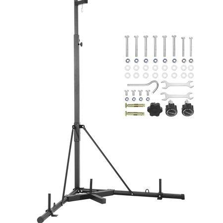 Punching Bag Stand, Steel Heavy Duty Workout Training Equipment, Adjustable Height Boxing Punching Stand with Weighted Base, Holds Up to 143 lbs, Freestanding Sandbag Rack for Home Gym Fitness