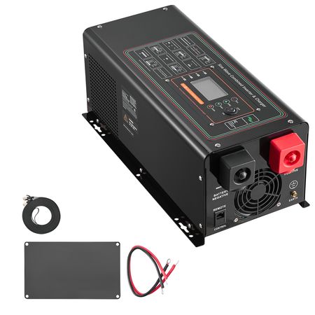 Pure Sine Wave Inverter Charger, 2000 Watt, DC 12V to AC 120V Power Inverter with LCD Display, Remote Control, Solar Inverter for Off-Grid Solar RV Boat Home, Compatible with Various Batteries