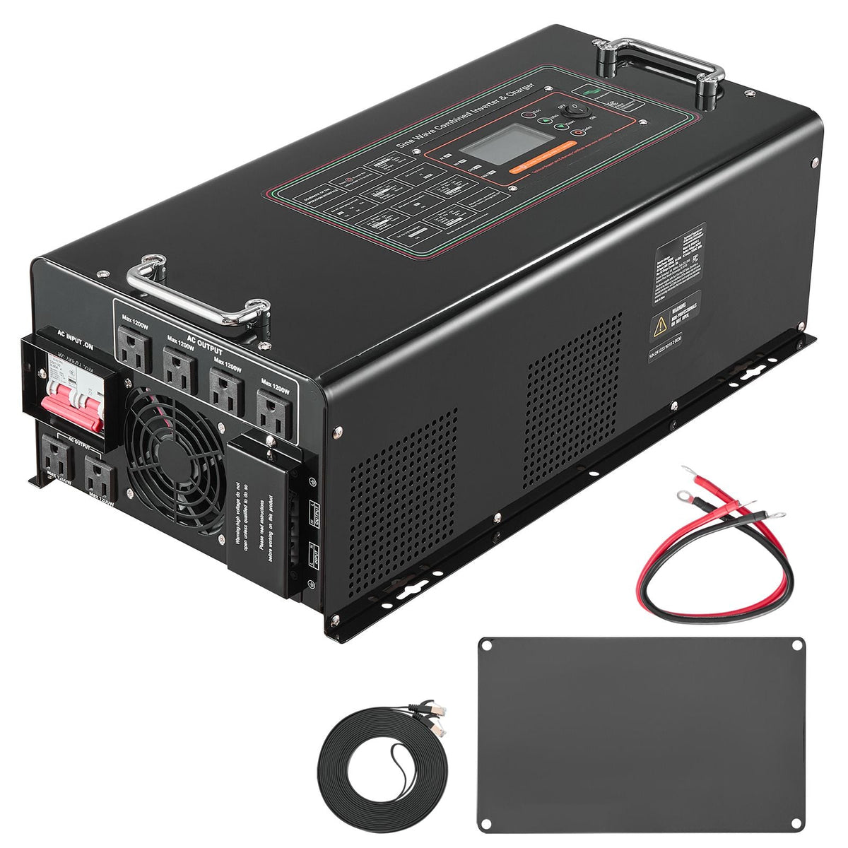 Pure Sine Wave Inverter Charger, 5000 Watt, DC 24V to AC 120V Power Inverter with LCD Display, Remote Control, Solar Inverter for Off-Grid Solar RV Boat Home, Compatible with Various Batteries