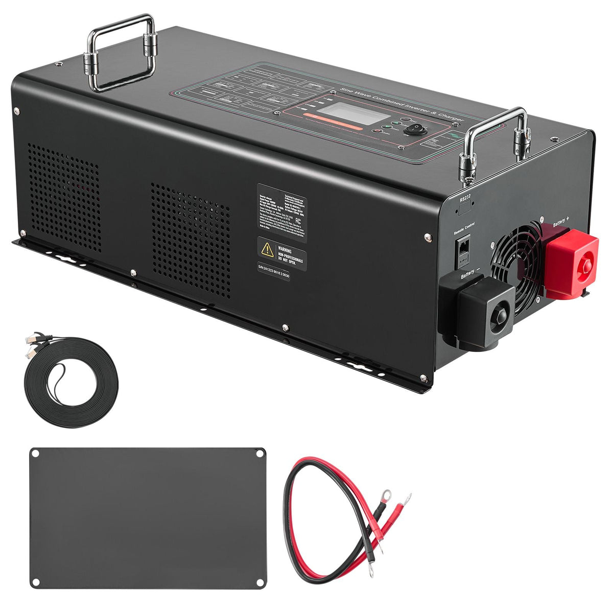 Pure Sine Wave Inverter Charger, 5000 Watt, DC 24V to AC 120V Power Inverter with LCD Display, Remote Control, Solar Inverter for Off-Grid Solar RV Boat Home, Compatible with Various Batteries