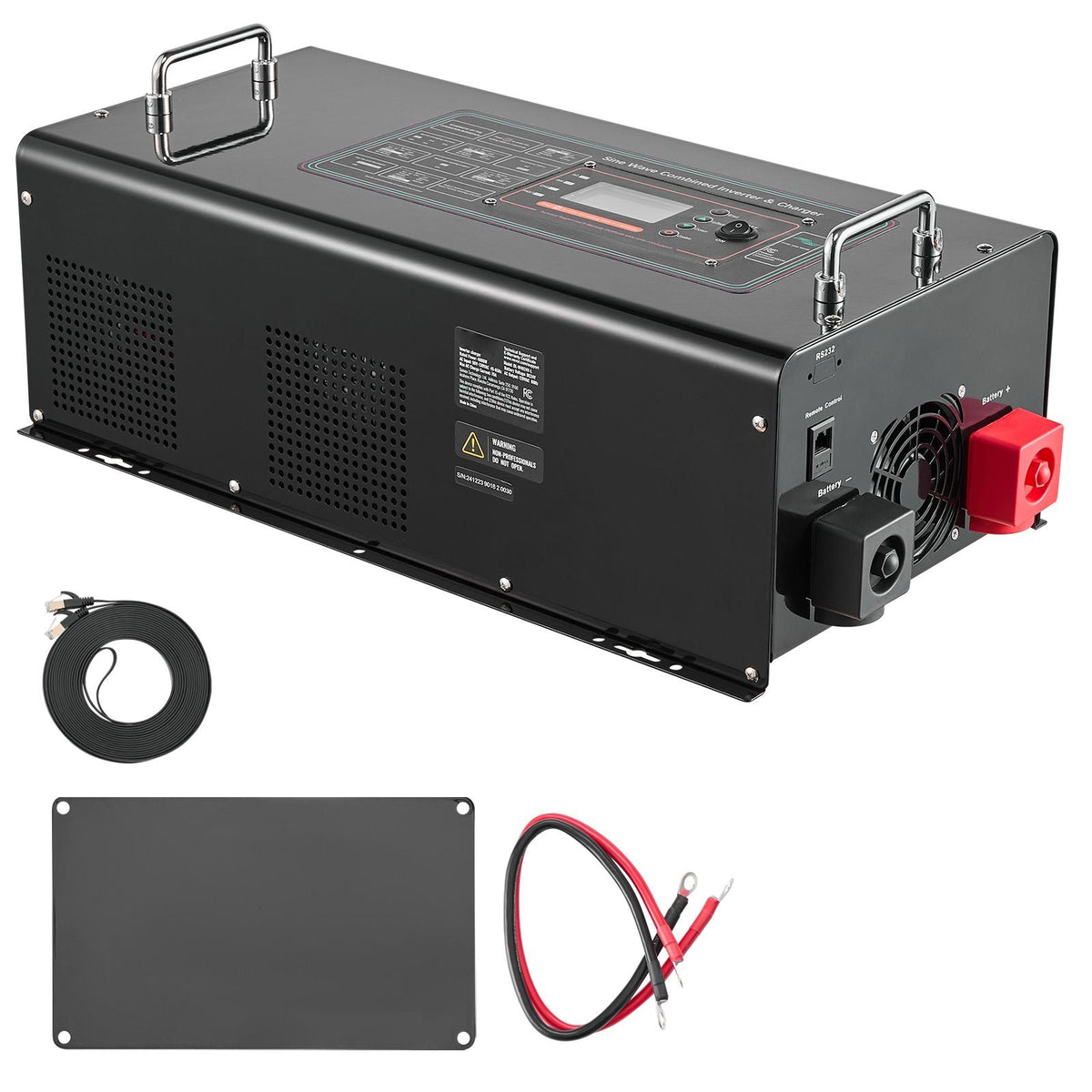 Pure Sine Wave Inverter Charger, 5000 Watt, DC 24V to AC 120V Power Inverter with LCD Display, Remote Control, Solar Inverter for Off-Grid Solar RV Boat Home, Compatible with Various Batteries