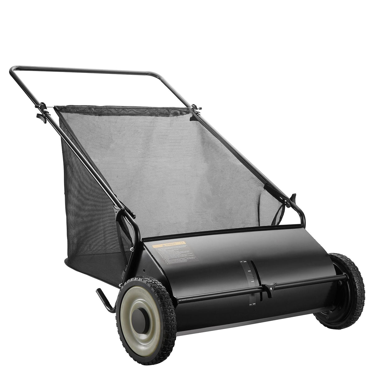 Push Lawn Sweeper, 26-inch Leaf & Grass Collector, Strong Rubber Wheels & Heavy Duty Thickened Steel, Durable to Use with Large Capacity 7 cu. ft. Mesh Collection Hopper Bag, 4 Spinning Brushes