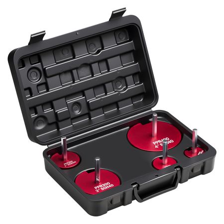 PVC Pipe Reamer Kit, 5-Piece, PVC Fitting Socket Saver, Includes 1-1/4", 1-1/2", 2", 3", 4", Compatible with Standard 1/2" Drills, Plumbing Tool Kit for SCH40 ABS CPVC Vent Drain Water Pipes