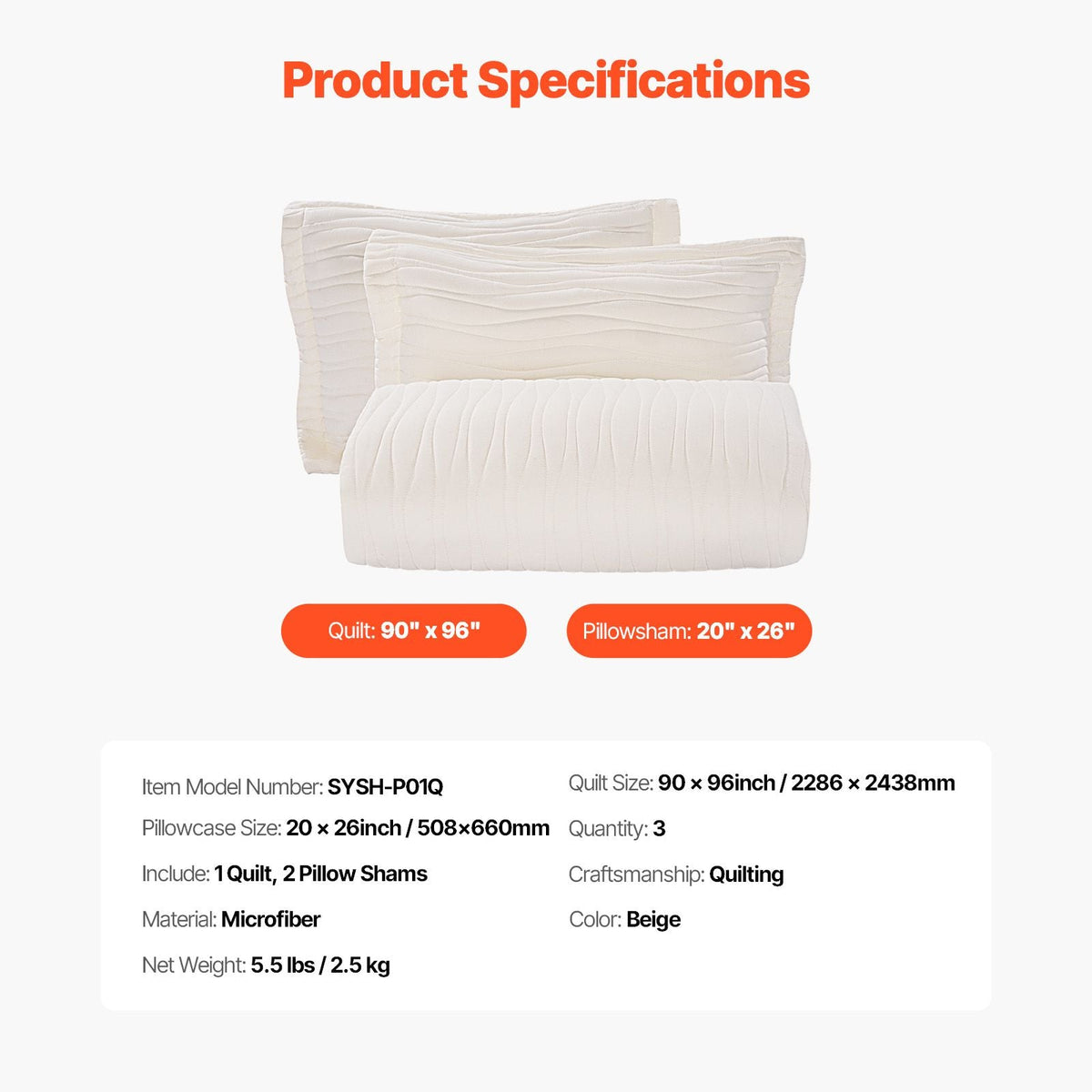 Queen Quilt Set, 3-Piece Lightweight Comforter, Microfiber Queen Size Bedding Set, Beige Bedspreads with 1 Quilt and 2 Pillow Shams, Lightweight Bedspread Coverlet Bedding Set, for All Season