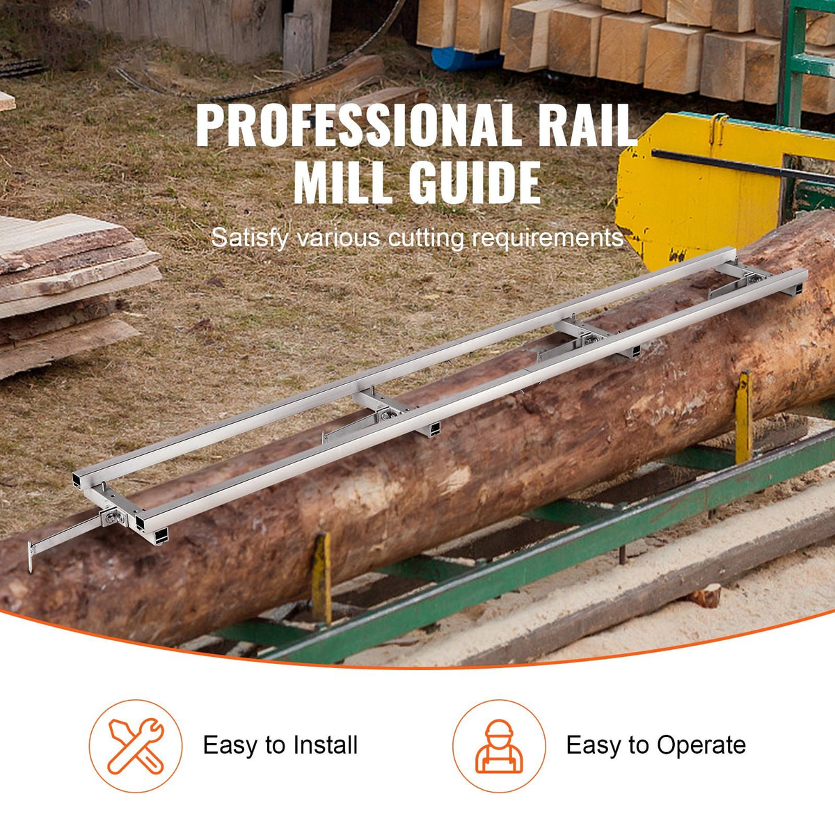 Rail Mill Guide System, 9 ft Milling Guide, 4 Crossbar Kits Chainsaw Mill Rail Guide, Aluminum Adjustable Saw Mill Rail System Work with Chainsaw Mills for Builders and Woodworkers
